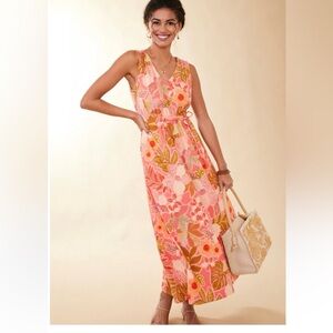 Spartina 449 Pink and Orange Floral Maxi Dress